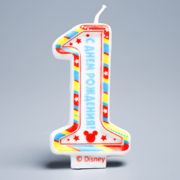 Свеча в торт цифра Дисней 1 " С Днем Рождения", Микки Маус