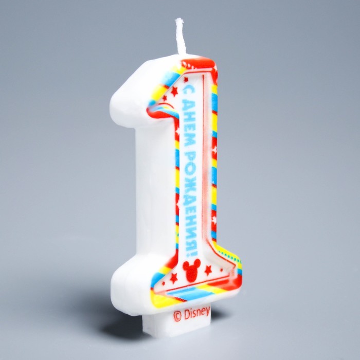 Свеча в торт цифра Дисней 1 " С Днем Рождения", Микки Маус