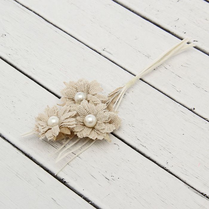 Декор для творчества Эко "Букет хризантем с жемчужиной" 11 см