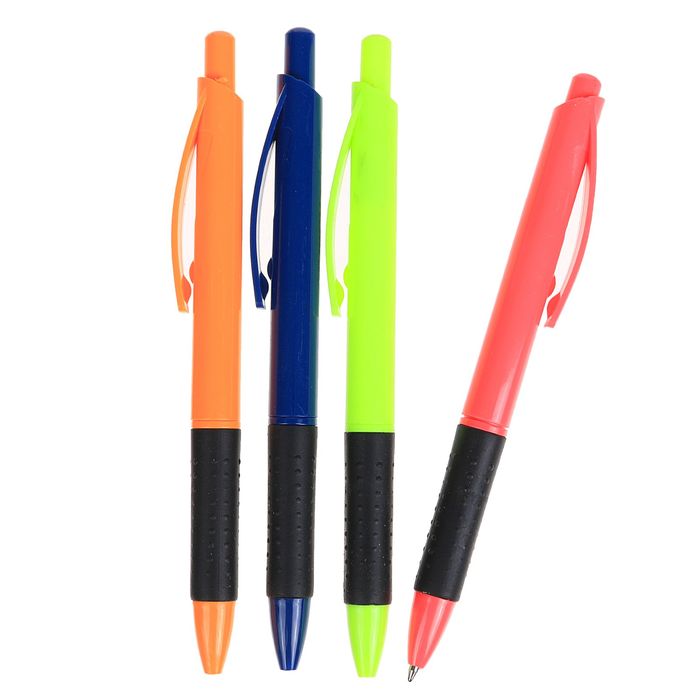 Ручка шариковая авт 0,7мм Vinson корпус МИКС Стиль с резин держ стержень масляный синий