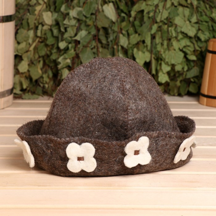Банная шапка детская, коричневая, войлок шапка банная hot pot викинг войлок 41185