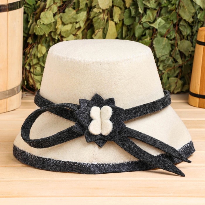 Шапка банная «Дамская», войлок, белая