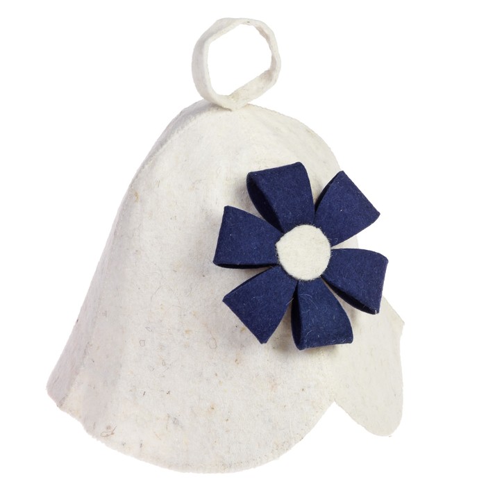 Банная шапка (колпак) ЦВЕТОК БОЛЬШОЙ синий