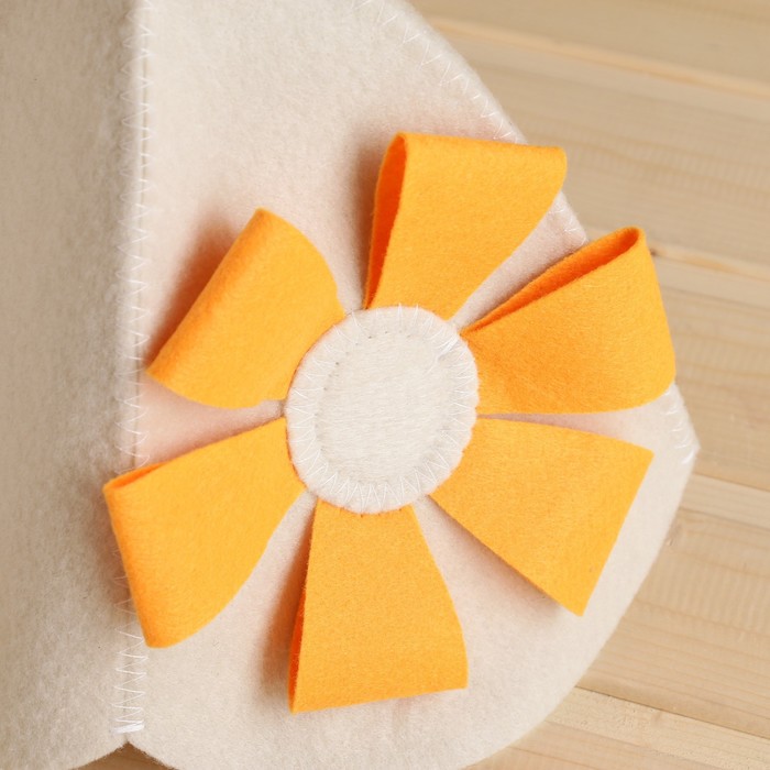 Банная шапка (колпак) ЦВЕТОК БОЛЬШОЙ оранжевый