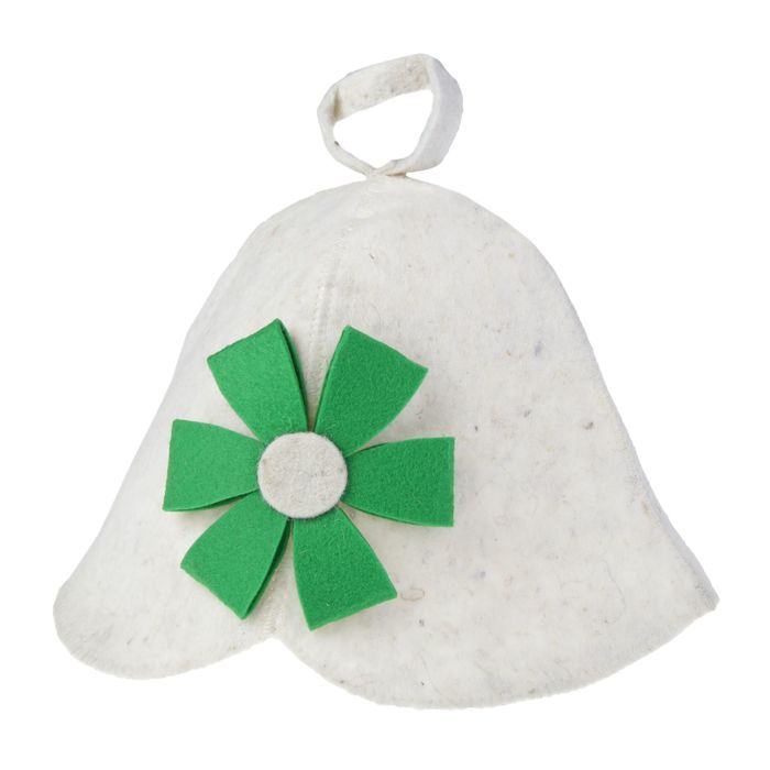 Банная шапка (колпак) ЦВЕТОК БОЛЬШОЙ зелёный