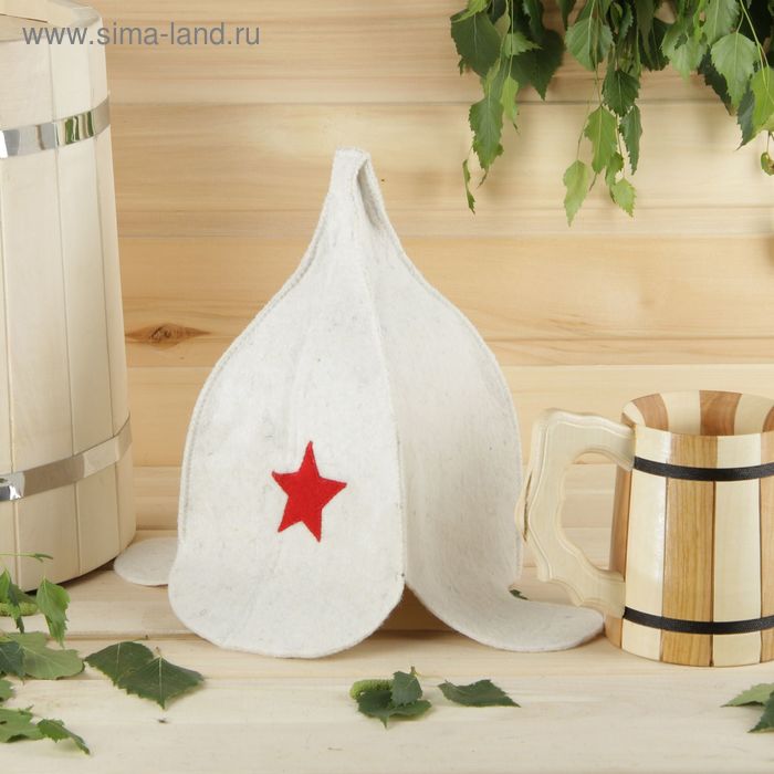 

Шапка для бани "Буденовка" светлая