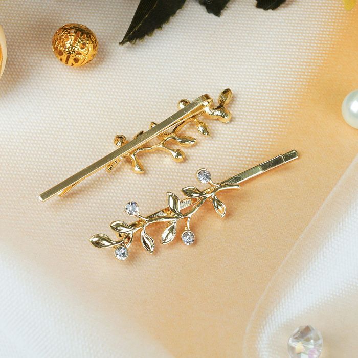 Невидимки для волос "Либерти" (набор 2 шт.), 7 см цветущая веточка