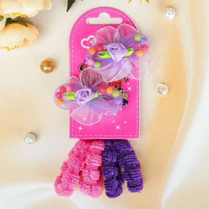 Набор для волос "Катерина" (2 заколки, 4 резинки), бантики с шариками