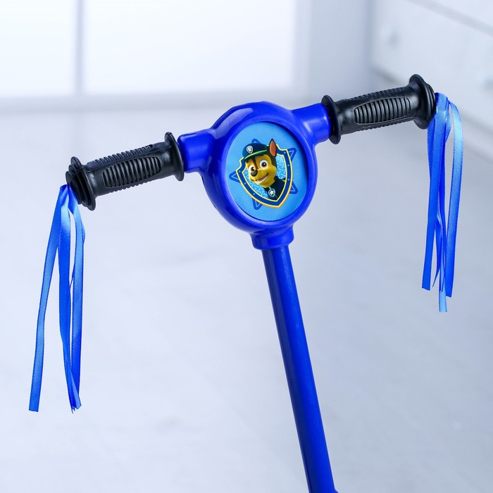 Щенячий патруль. Самокат "ГОНЧИК", 2017 музыка, свет, три колеса PVC d=130/110 мм, цвет синий