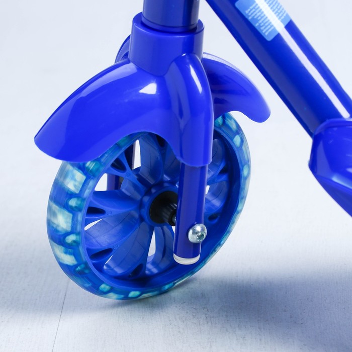 Щенячий патруль. Самокат "ГОНЧИК", 2017 музыка, свет, три колеса PVC d=130/110 мм, цвет синий