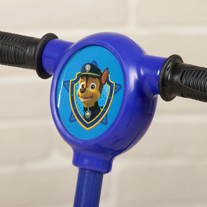 Щенячий патруль. Самокат "ГОНЧИК", 2017 музыка, свет, три колеса PVC d=130/110 мм, цвет синий