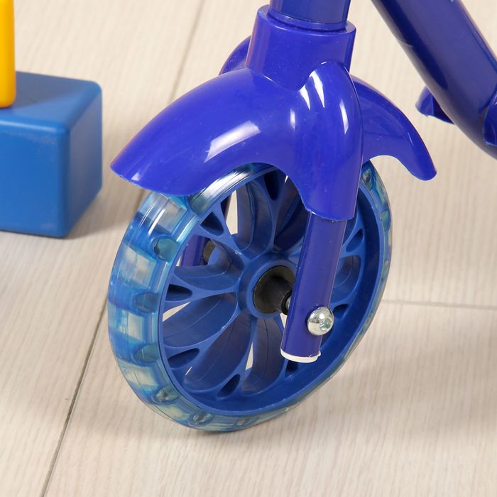 Щенячий патруль. Самокат "ГОНЧИК", 2017 музыка, свет, три колеса PVC d=130/110 мм, цвет синий