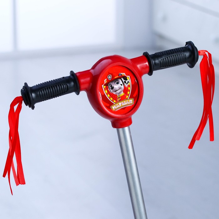 Щенячий патруль. Самокат "МАРШАЛ", 2017 музыка, свет, три колеса PVC d=130/110 мм, цвет красный