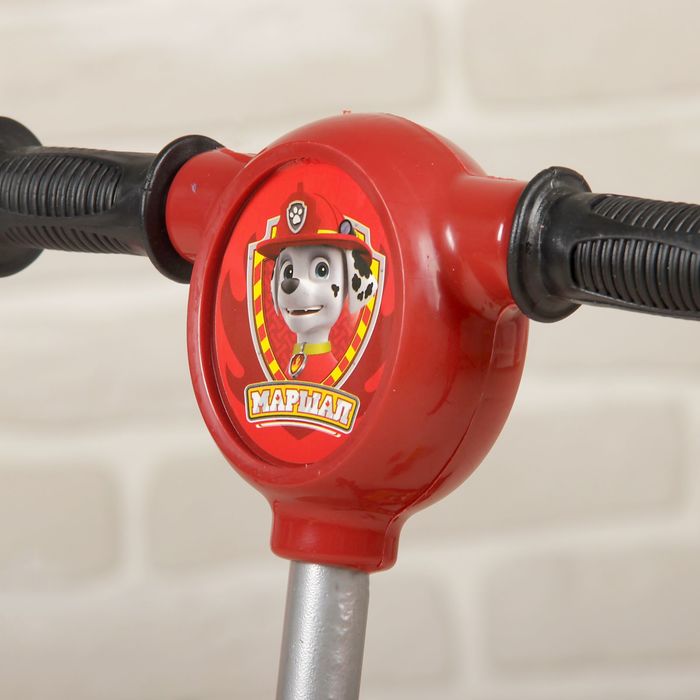 Щенячий патруль. Самокат "МАРШАЛ", 2017 музыка, свет, три колеса PVC d=130/110 мм, цвет красный