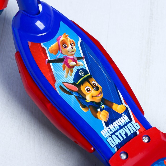 Щенячий патруль. Самокат "КРУТЫЕ ЩЕНКИ" 2017 музыка, свет, три колеса PVC d=130/110 мм,