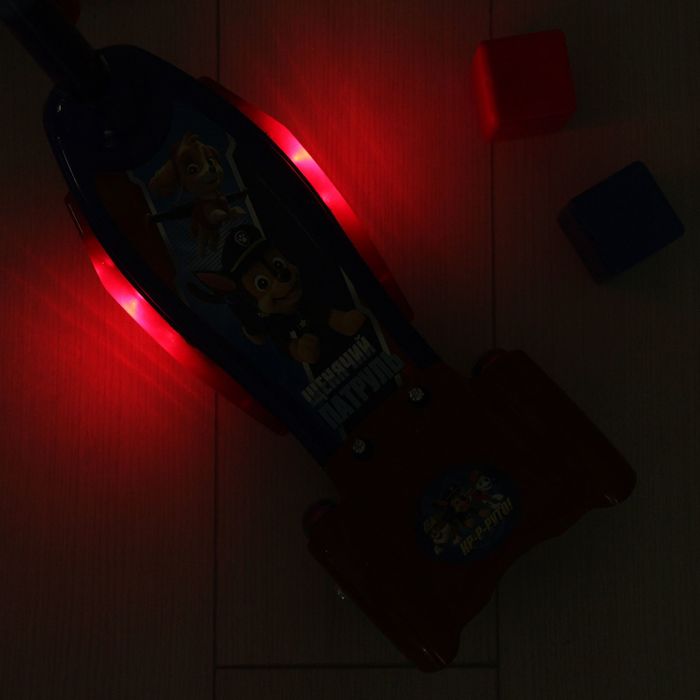 Щенячий патруль. Самокат "КРУТЫЕ ЩЕНКИ" 2017 музыка, свет, три колеса PVC d=130/110 мм,