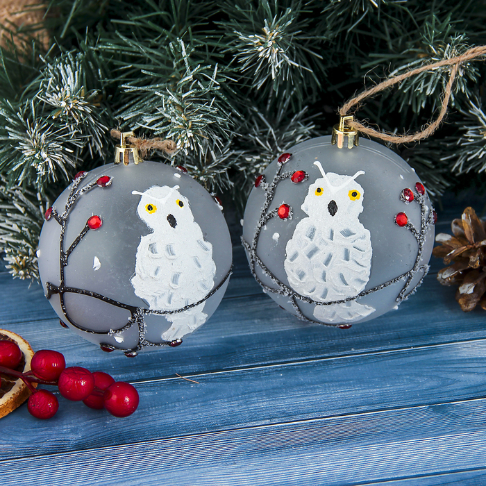 Новогодние шары "Зимняя веточка" (набор 2 шт.)