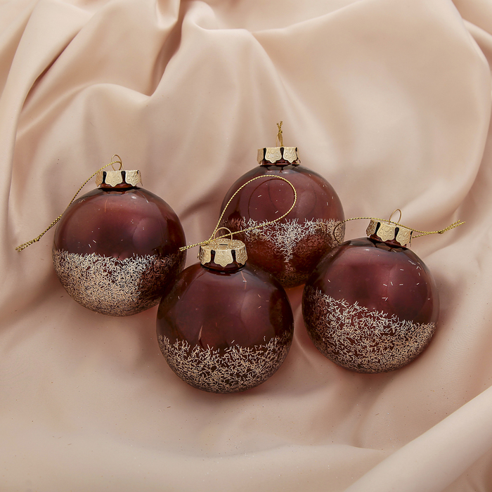 Новогодние шары "Затмение" (набор 4 шт.), бордовые