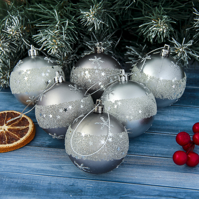 Новогодние шары "Карме" (набор 6 шт.), звёзды