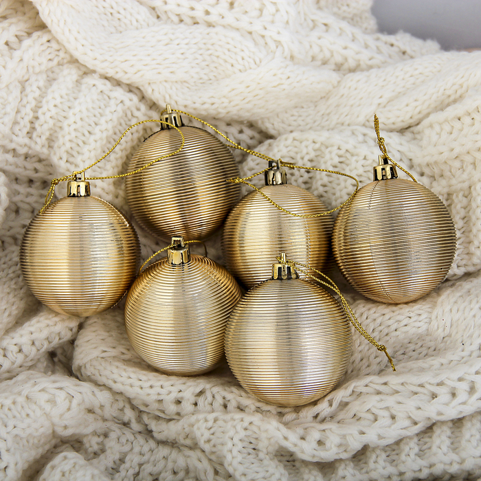 Новогодние шары "Таласса" (набор 6 шт.), золотые
