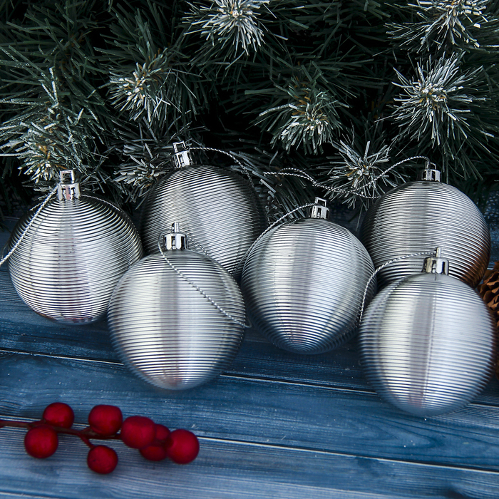Новогодние шары "Таласса" (набор 6 шт.), серебро
