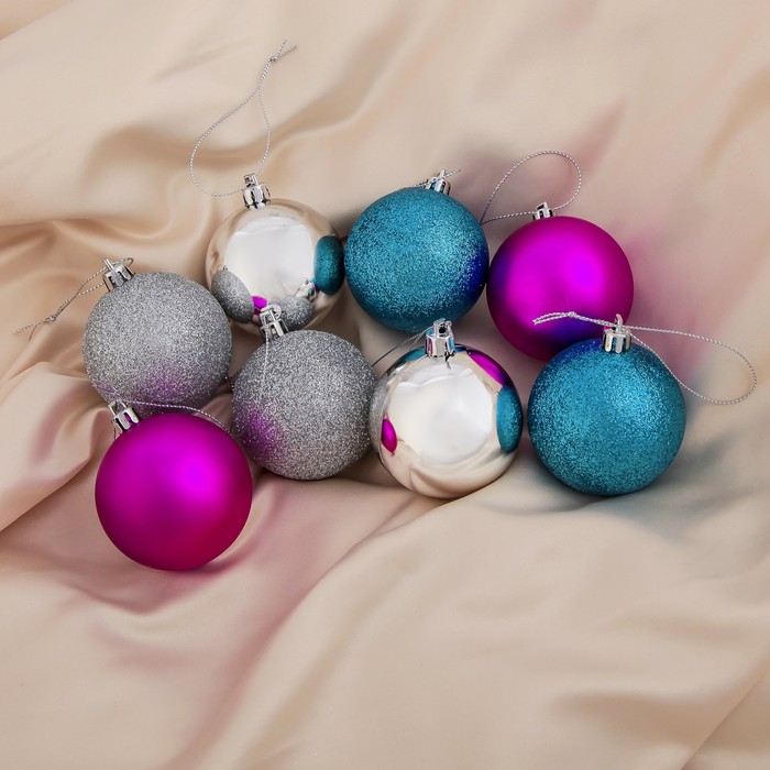 Набор шаров пластик d-6 см 8 шт микс