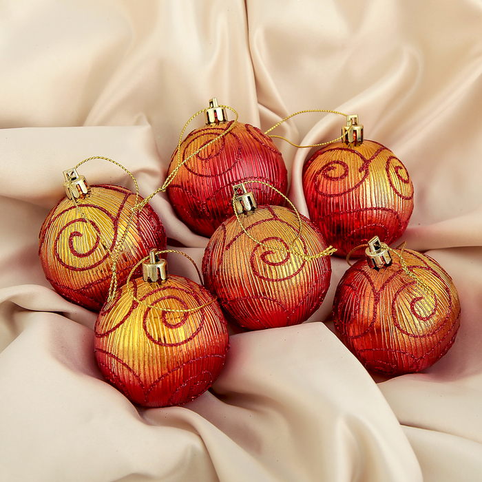Новогодние шары "Капель" (набор 6 шт.), красные