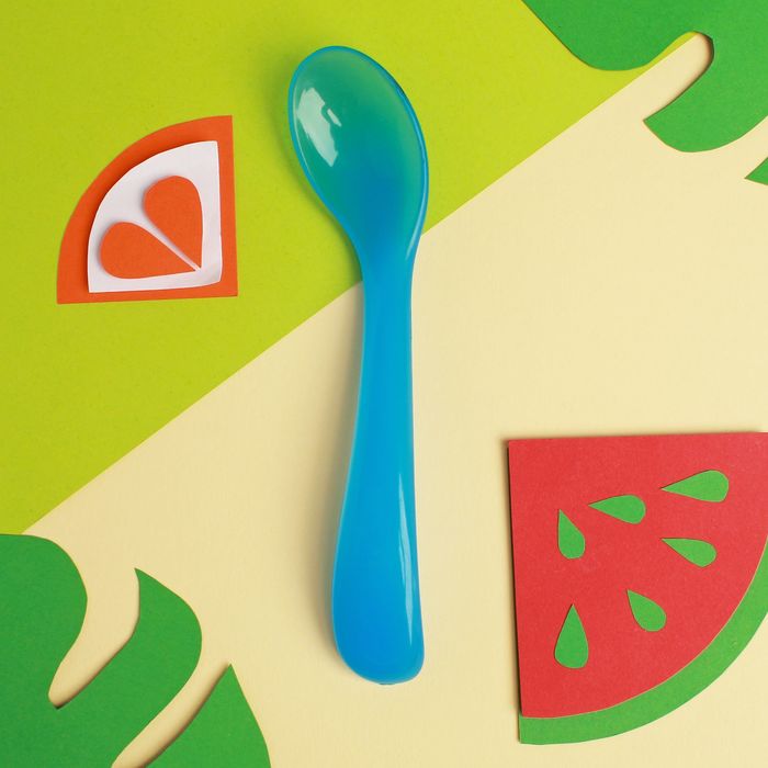 Ложка детская для кормления пластиковая, эргономичная, от 5 мес., цвет голубой