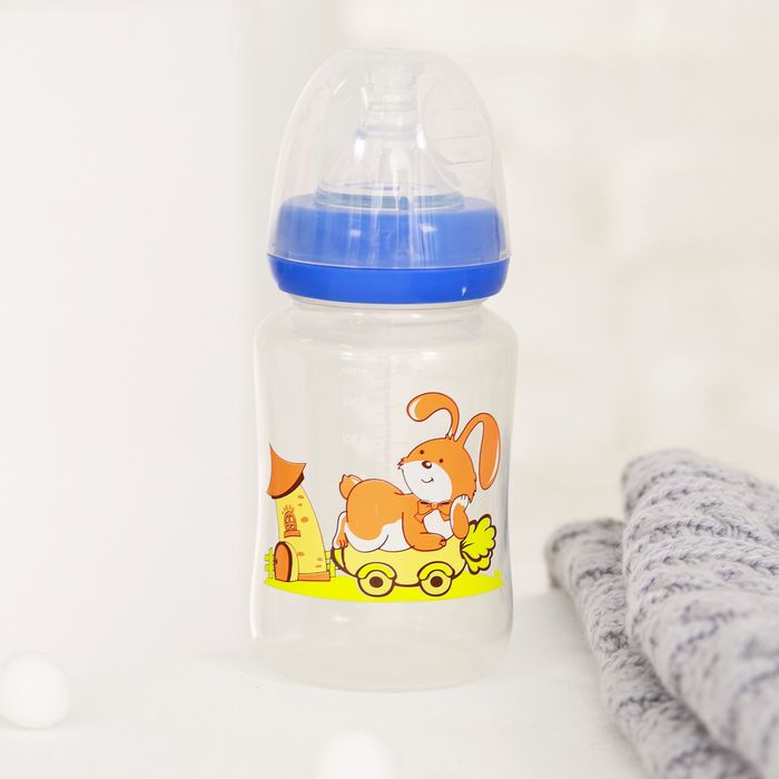 Бутылочка для кормления «Весёлые зверятки», 240 мл, от 0 мес., цвета МИКС