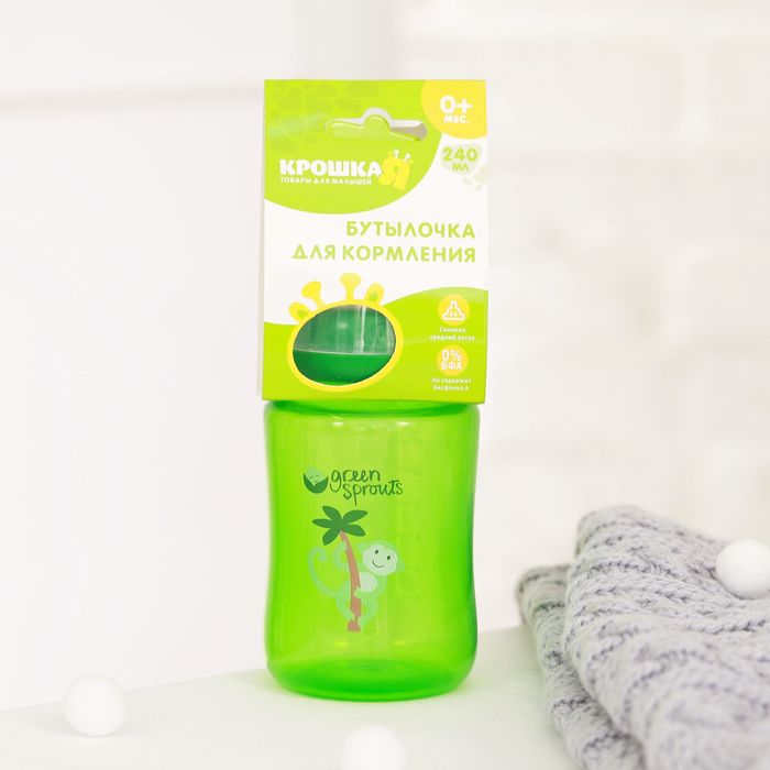 Бутылочка для кормления «Весёлые зверятки», 240 мл, от 0 мес., цвета МИКС