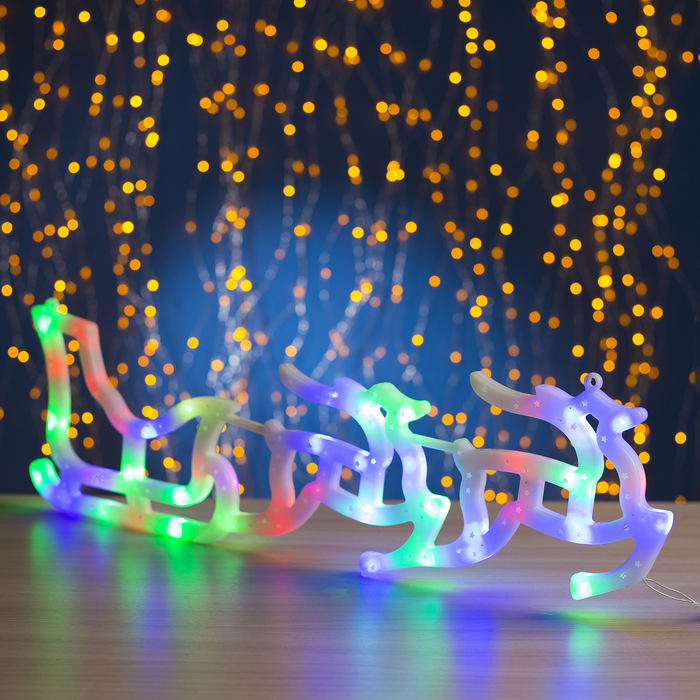 Фигура "Санки с оленями" 60х19 см, пластик, 50 LED, 220V, МУЛЬТИ