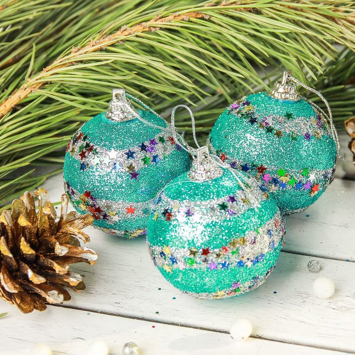 Шары новогодние "Звёздная дорожка" (набор 6 шт) d-5 см