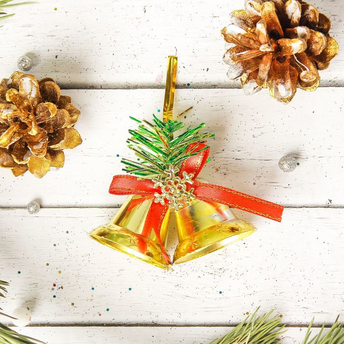 Украшение ёлочное "Колокольчики" (набор 3 шт) 6*4 см со снежинкой