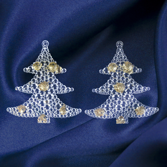 Украшение ёлочное "Ёлка" пузыри (набор 2 шт) 9*9,5 см