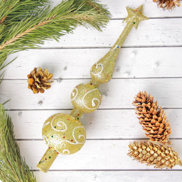 Наконечник "Перелив" белые завитки на золотом 6,5*27 см