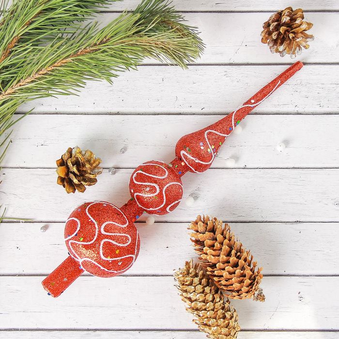 Наконечник "Перелив" белые завитки на красном 6,5*27 см