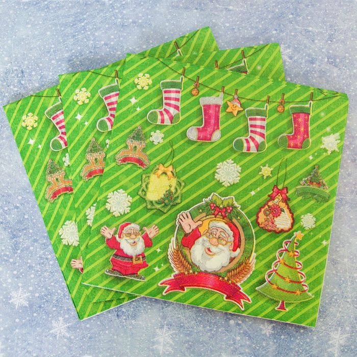 Салфетки бумажные "Привет от Деда Мороза", (набор 20 шт), 33*33 см