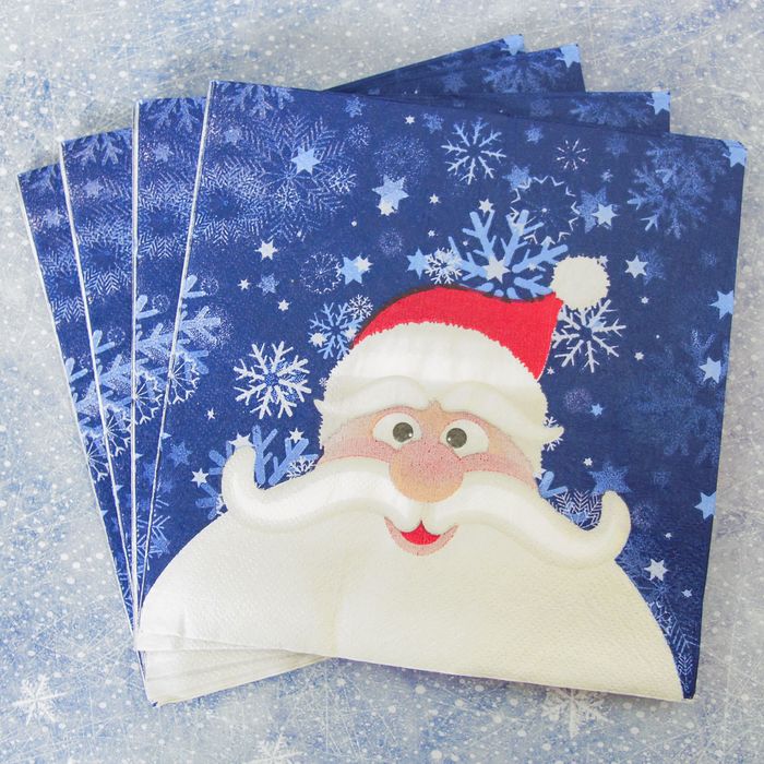 Салфетки бумажные "Дед Мороз" красный нос, (набор 20 шт), 33*33 см