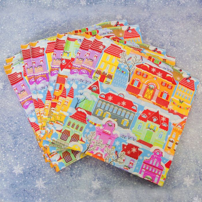Салфетки бумажные "Снежный город", (набор 20 шт), 33*33 см