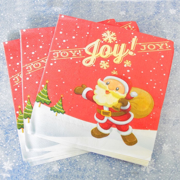 Салфетки бумажные "Снеговик" в шляпе и шарфе, (набор 20 шт), 33*33 см