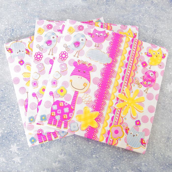 Салфетки бумажные "Детство", (набор 20 шт), 33*33 см