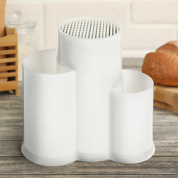 Подставка под ножи "Эверест", 3 отделения, цвет белый