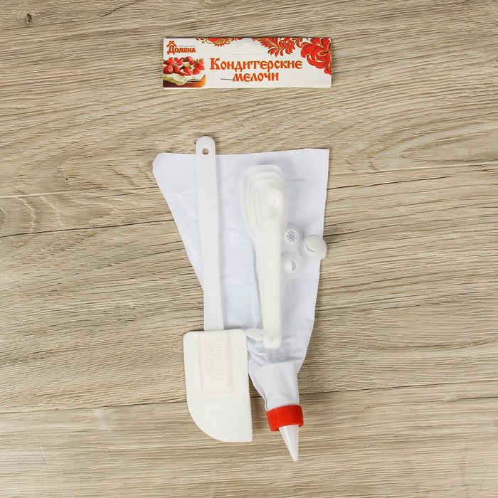 Набор кондитерский 12 предметов: лопатка, мешок, 4 насадки d=2см, 6 мерных ложек