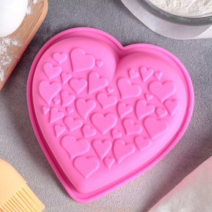 Форма для выпечки "Сердце сердец" 10,5х14х3,5 см, цвета МИКС