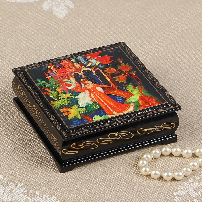 Шкатулка «Восточная сказка», 10×10 см, лаковая миниатюра