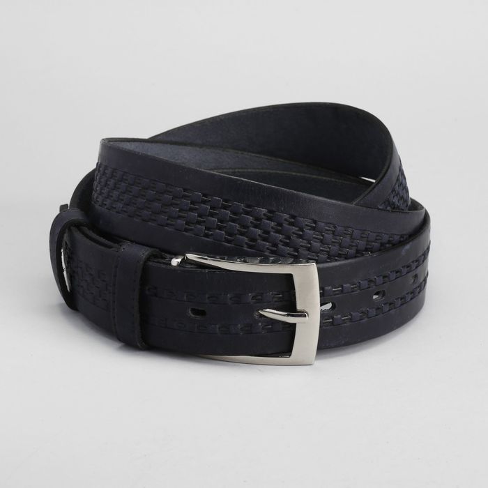 Ремень мужской, ширина 3.5 см, винт, плетёнка, пряжка под металл, цвет чёрный