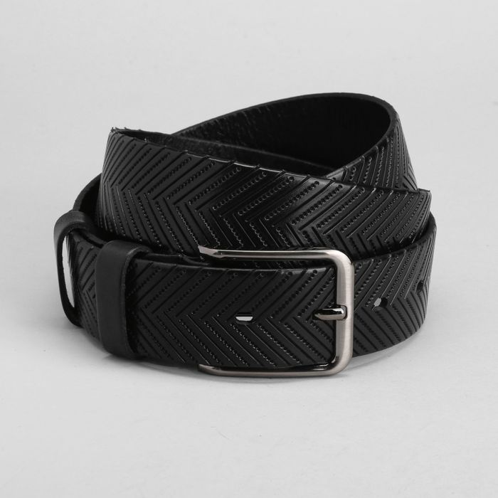 Ремень мужской, пряжка металл, ширина - 3,5 см, цвет чёрный