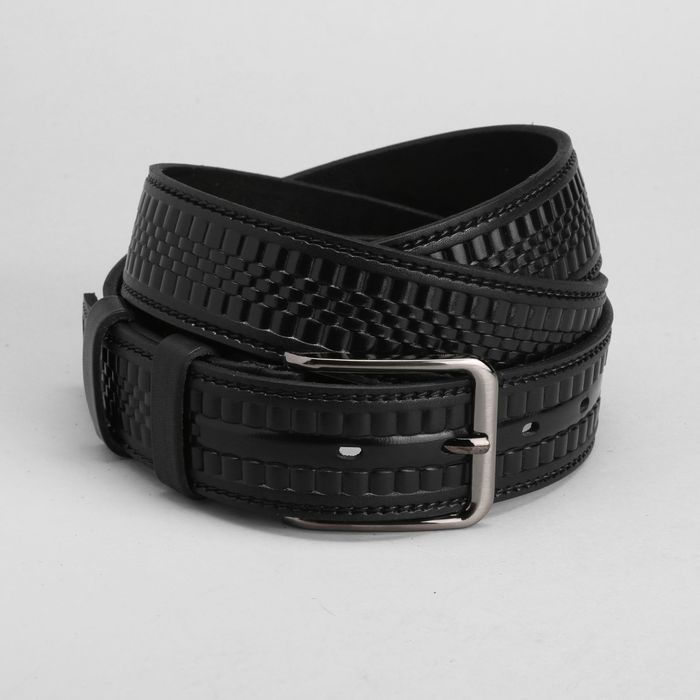 Ремень мужской, пряжка металл, ширина - 3,5 см, цвет чёрный