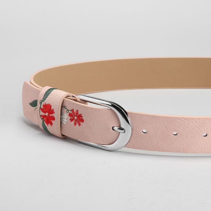 Ремень женский, пряжка матовый металл, ширина - 3,5 см, цвет пудровый