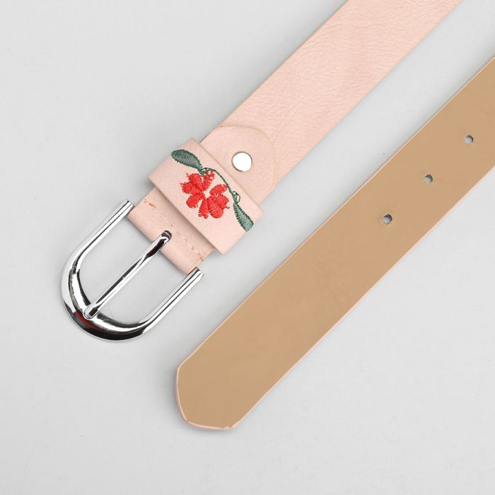 Ремень женский, пряжка матовый металл, ширина - 3,5 см, цвет пудровый